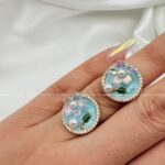 انگشتر میناکاری مرواریدی طلایی رنگ ثابت 1
